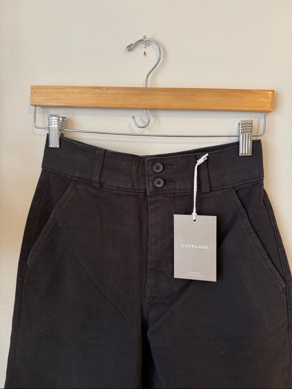 Everlane The Organic Cotton Wide-Leg Pant 28.5'', Black, Sz 2 - Picture 4 of 11